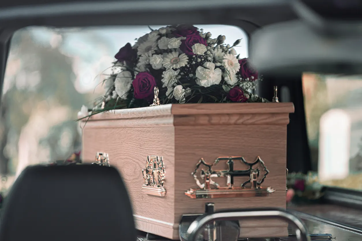 Coffin in hearse